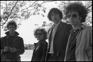 The Velvet Underground: (l.-r.) Lou Reed, Maureen Tucker, Sterling Morrison, and Doug Yule, posing by the Charles River