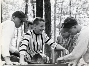 Boys participating in experiment at Camp Massasoit
