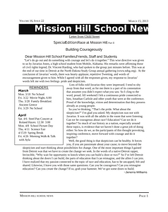 Mission Hill School newsletter, March 15, 2013