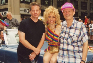 A Photograph of Wayne H., Queen Allyson, and Randy Wicker at Pride