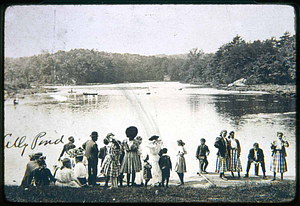 Saugus Center, Sawyers Ice House, was to the left, Lily Pond, Appleton Street