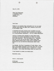 Letter from Mark H. McCormack to Jean Shrimpton