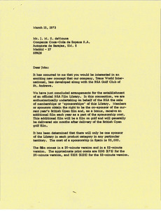 Letter from Mark H. McCormack to J. M. S. deVicuna