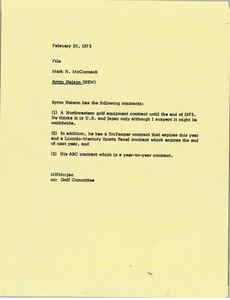 Memorandum from Mark H. McCormack to Byron Nelson file