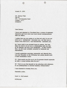 Letter from Mark H. McCormack to Jeremy Flint