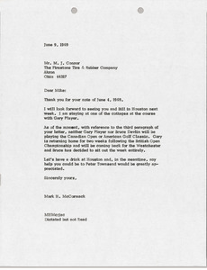 Letter from Mark H. McCormack to Mike J. Connor