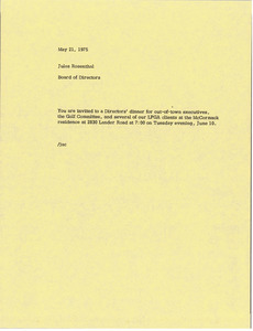 Memorandum from Board of Directors to Jules Rosenthal