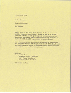 Memorandum from Mark H. McCormack to H. Kent Stanner