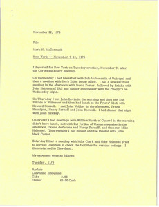 Memorandum from Mark H. McCormack to travel file