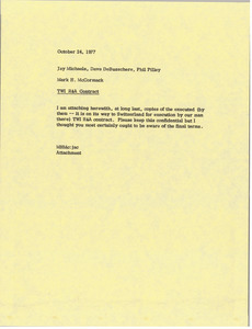 Memorandum from Mark H. McCormack to Jay Michaels, Dave DeBusschere and Phil Pilley