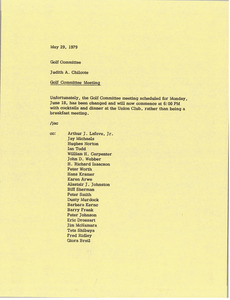 Memorandum from Judy A. Chilcote to golf committee