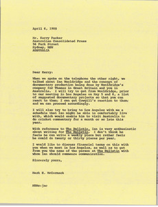 Letter from Mark H. McCormack to Kerry Packer