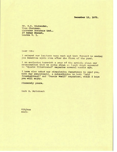 Letter from Mark H. McCormack to R. C. Wickenden