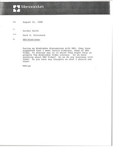 Memorandum from Mark H. McCormack to Gordon Smith