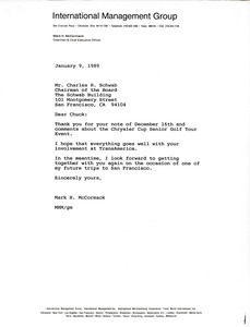 Letter from Mark H. McCormack to Charles R. Schwab