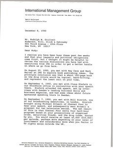 Letter from Mark H. McCormack to Rudolph W. Giuliani