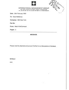 Memorandum from Mark H. McCormack to Sean McManus