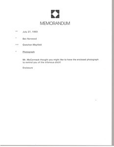 Memorandum from Gretchen Mayfield to Bev Norwood