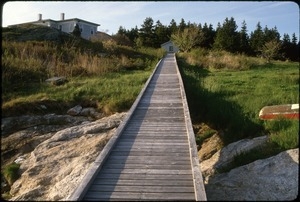 Ramp to Harry and Betsy Hollins' summer home in mouth of Kennebec River