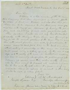 Letter from A. W. MacDonald to Joseph Lyman