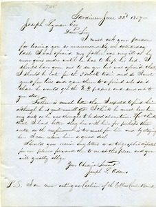 Letter from Joseph L. Adams to Joseph Lyman