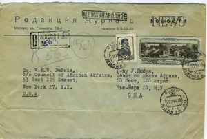 Envelope from unidentified correspondent to W. E. B. Du Bois