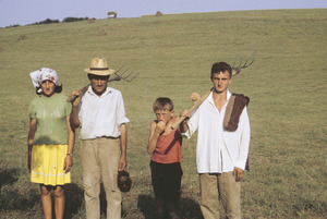 Family off to the fields