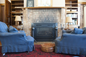 Easy chairs at a fireplace at Naulakha, Rudyard Kipling's home from 1893-1896