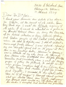 Letter from Sydney Williams to W. E. B. Du Bois