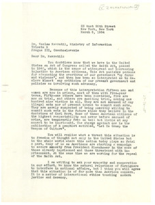Letter from W. E. B. Du Bois to Vaclaw Navratil