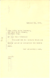 Letter from W. E. B. Du Bois to Sadie Marie Peterson
