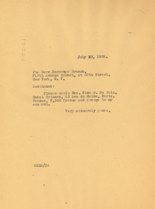 Letter from W. E. B. Du Bois to Corn Exchange Bank Trust Company
