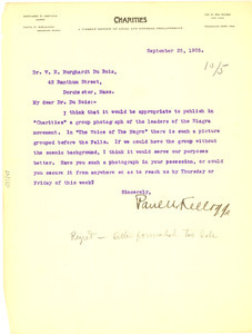 Letter from Paul Kellogg to W.E. B. Du Bois