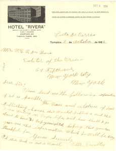 Letter from Peter Hamilton to W. E. B. Du Bois