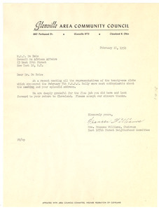Letter from Glenville Area Community Council to W. E. B. Du Bois