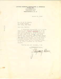 Letter from J. Kyuang Dunn to W. E. B. Du Bois