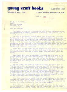 Letter from Independent Citizens' Committee of the Arts, Sciences, and Professions to W. E. B. Du Bois