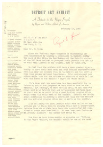 Letter from Committee for the Detroit Art Exhibit to W. E. B. Du Bois