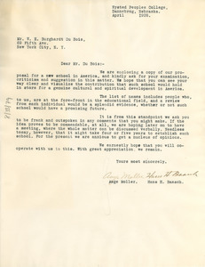 Letter from Aage Moller and Hans H. Baasch to W. E. B. Du Bois