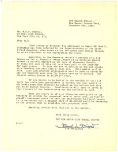 Letter from New Haven City Burial Ground to W. E. B. Du Bois