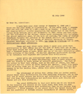 Letter from W. E. B. Du Bois to Albert Schweitzer