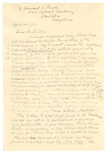 Letter from Anna Graves to W. E. B. Du Bois