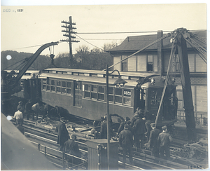 Forest Hills wreck, view from tracks of car back on tracks