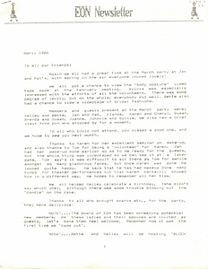 Eon Newsletter (April, 1986)