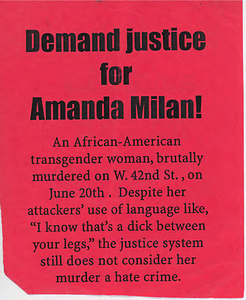 Leaflet Demanding Justice for Amanda Milan