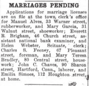 "Marriages Pending" - Hudson News-Article