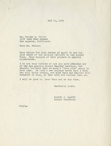 Letter from Calvin Martin to George Weller (May 11, 1950)