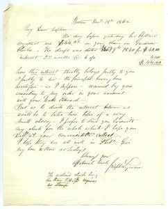 Letter from Joseph Lyman to Benjamin Smith Lyman