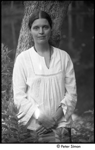 Portrait of an unidentified woman at Tree Frog Farm