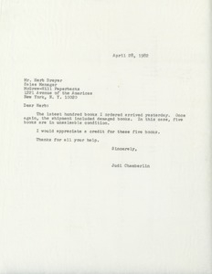 Letter from Judi Chamberlin to Herbert Dreyer